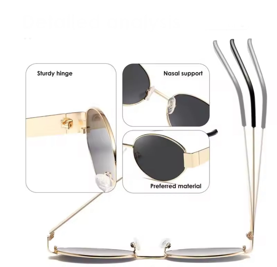 Chic Metal Oval Sunglasses – UV400 Sun Protection