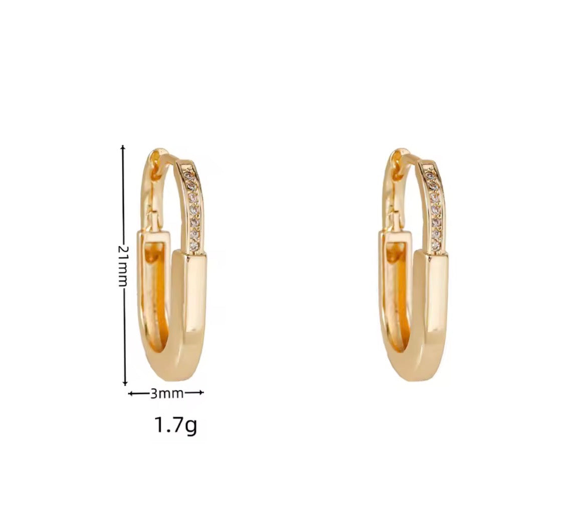 Oval Crystal Pave Hoop Earrings