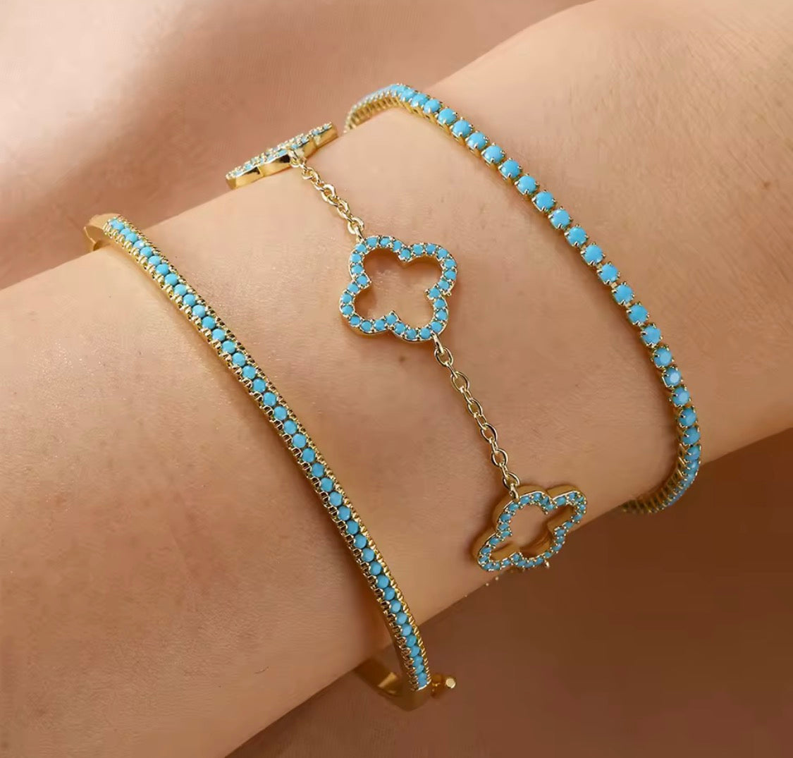 Clover & Turquoise Stack Bracelets