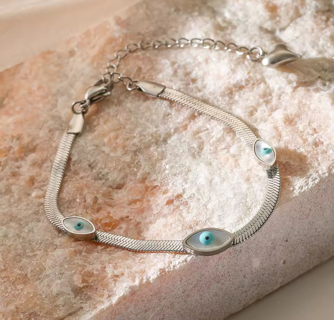 Enamel Evil Eyes with Herringbone design bracelets - 2 designs