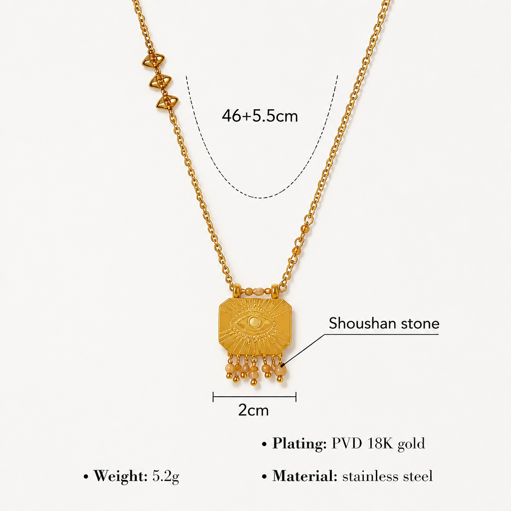 Evil Eye Beaded Pendant Necklace | 18K Gold Plated | Style-NV