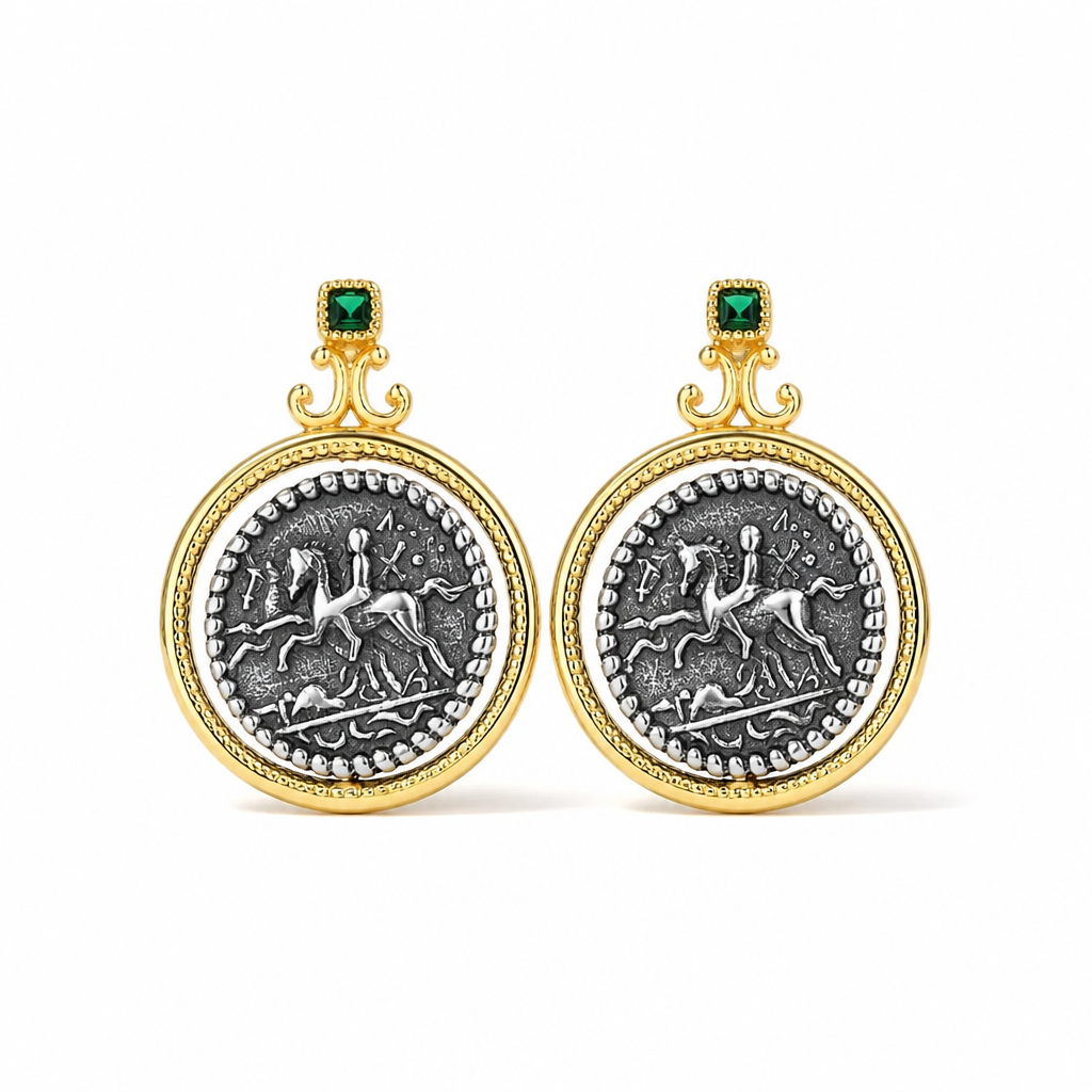 Two-Sided Swivel Coin Drop Earrings, Gold | Style-NV