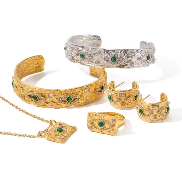 Gold-Plated Evil Eye Hoop Earrings