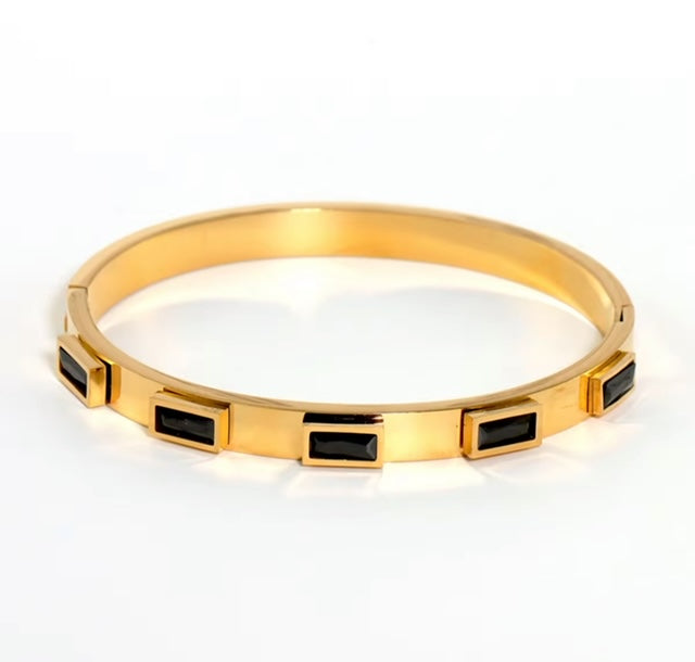 Gold Plated Baguette Gold Bangle Bracelet
