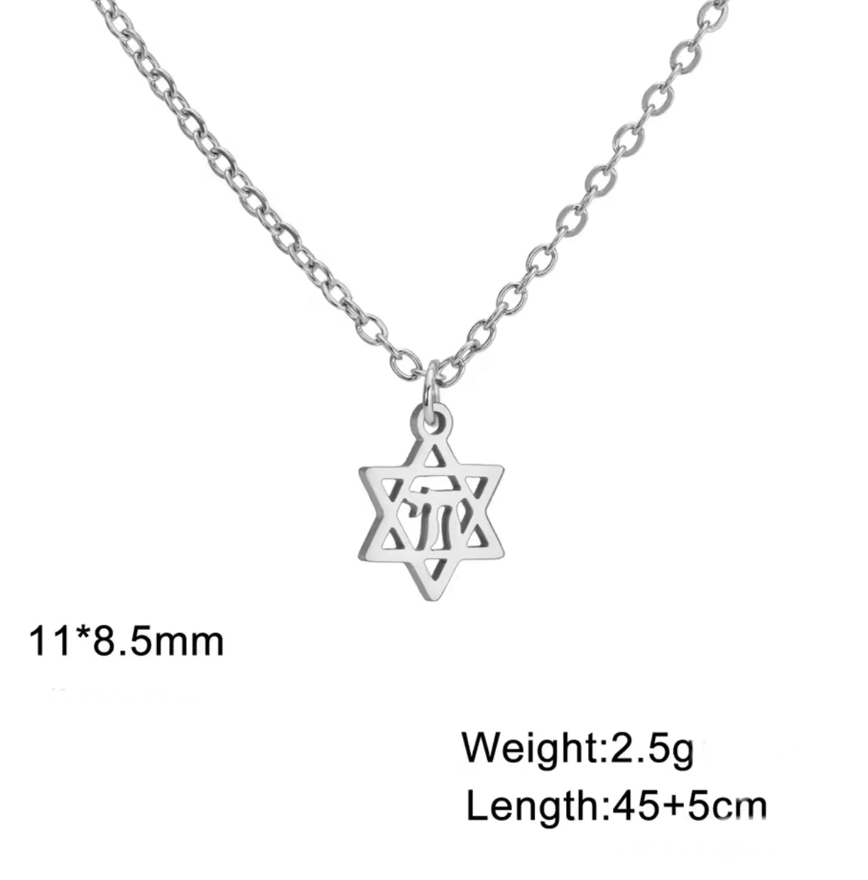 Magen David with Chai Combo Pendant Necklace Collection - Judaica Jewellery