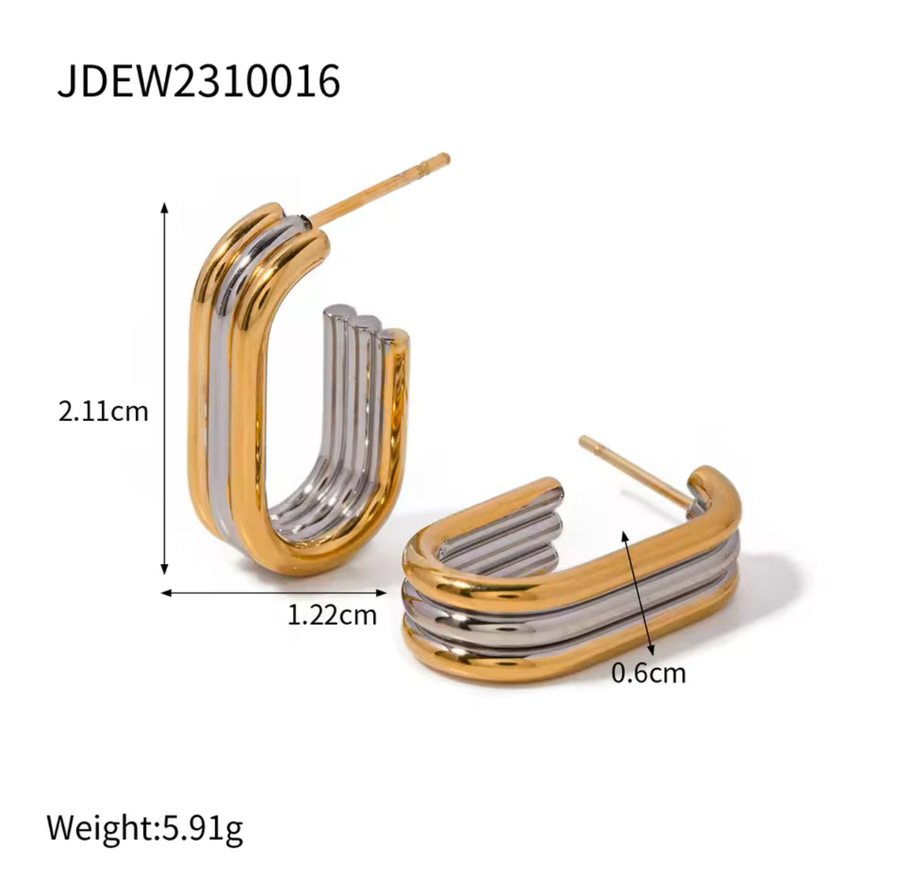 Triple Tone Hoop Earrings & Tri-Colour U-Shape Earrings