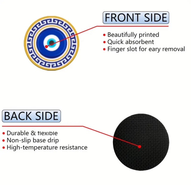2pc Evil Eye water absorbable car cup holder / coasters