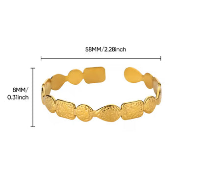 Gold-Plated Textured Open Cuff Bangle Bracelet