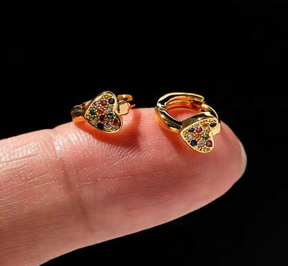 Tiny Heart Huggie Earrings – Gold & Silver