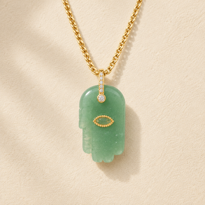 Natural Gemstone Hamsa Necklace – Amethyst, Turquoise, Labradorite & More | Judaica Protection Pendant
