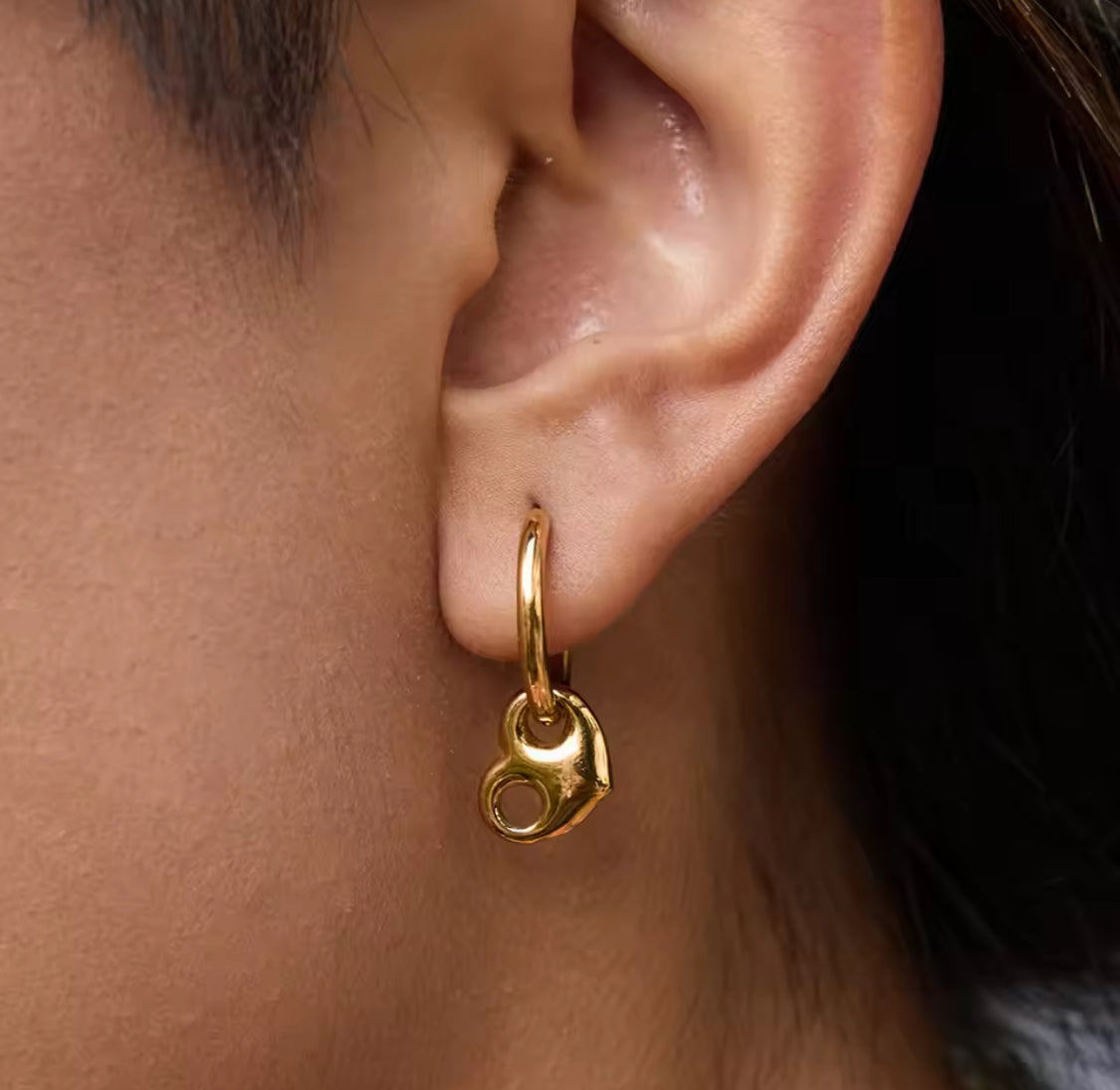 Puffy Heart Hoop Earrings