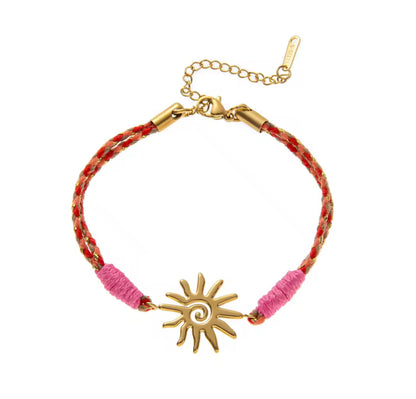 Handmade Colourful Braided Bracelet with Heart, Pearl, Sun, or Clover Charm – Adjustable Boho Bracelets