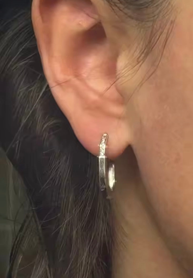 Oval Crystal Pave Hoop Earrings