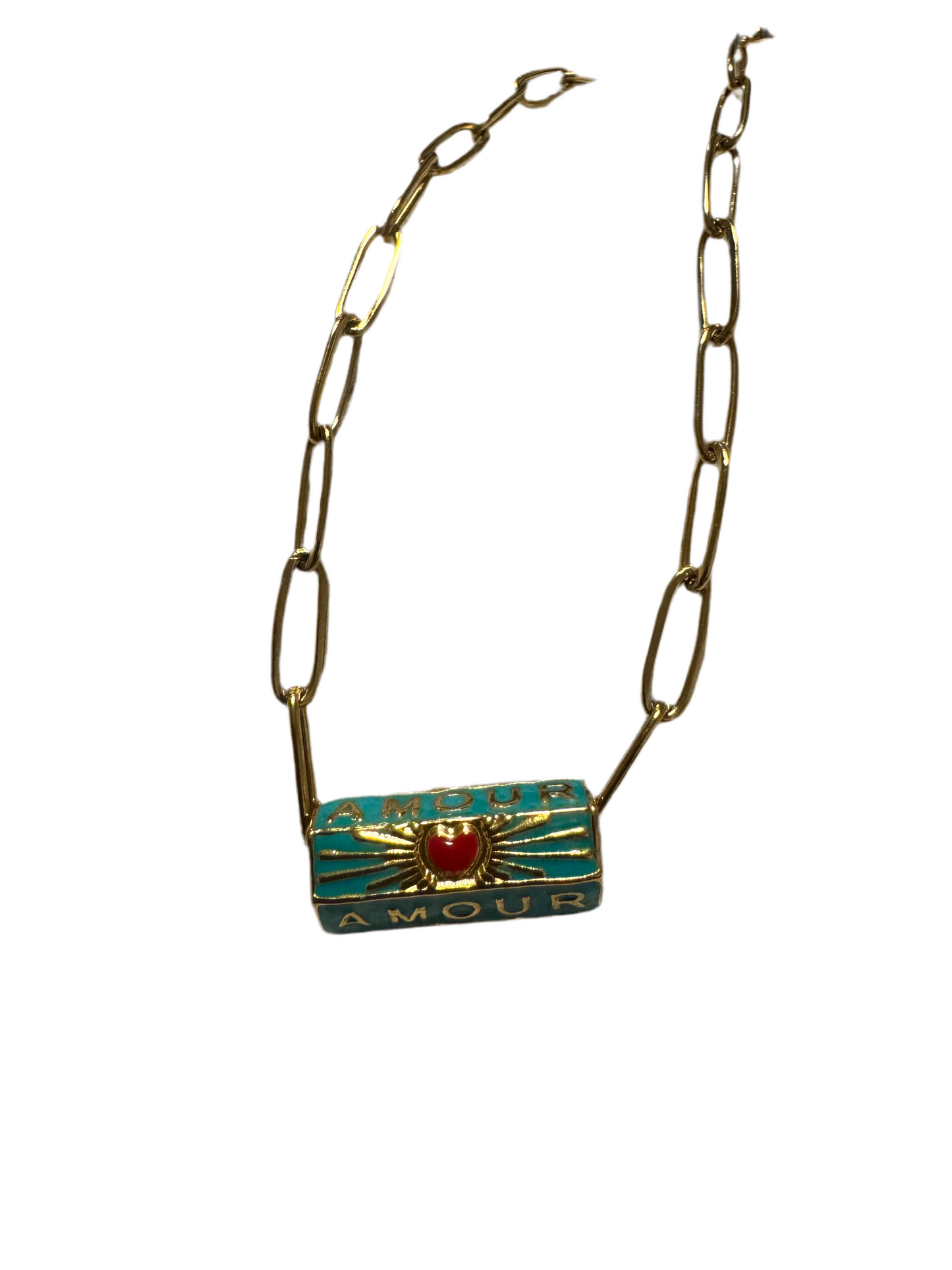 Colourful Evil Eye Enamel Charm Paperclip Chain Necklaces