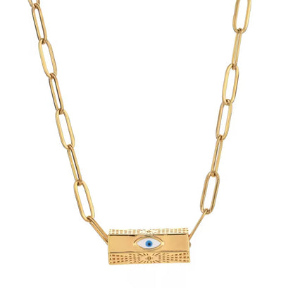 Colourful Evil Eye Enamel Charm Paperclip Chain Necklaces