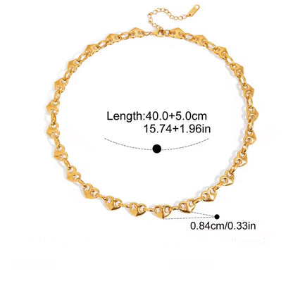 Vintage Puff Heart Link Necklace