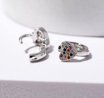 Tiny Heart Huggie Earrings – Gold & Silver