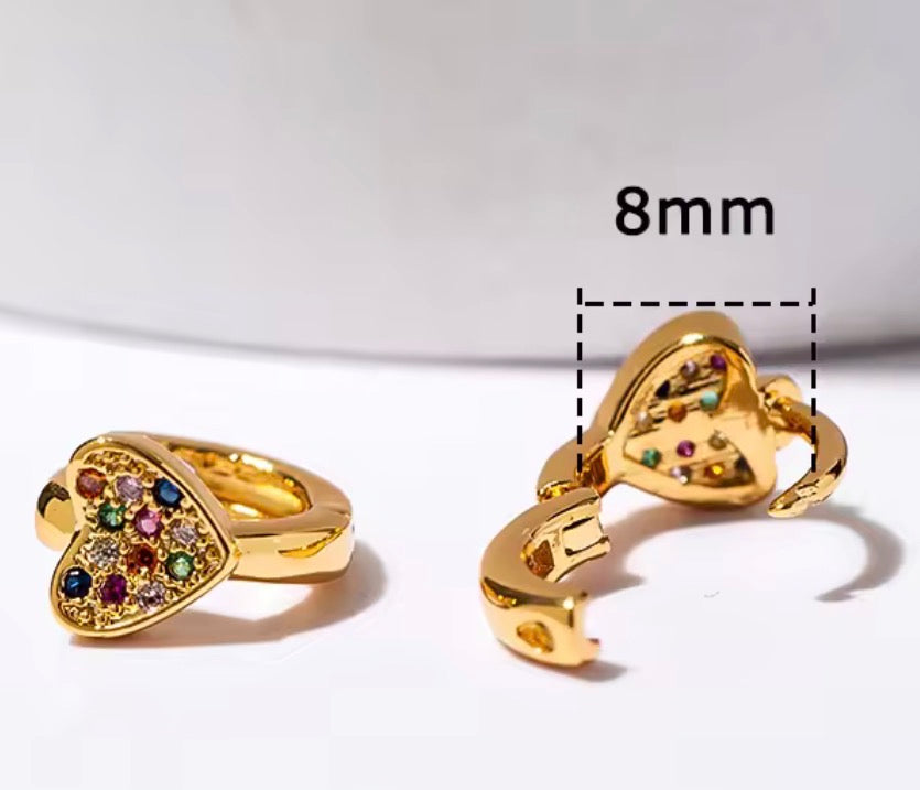 Tiny Heart Huggie Earrings – Gold & Silver