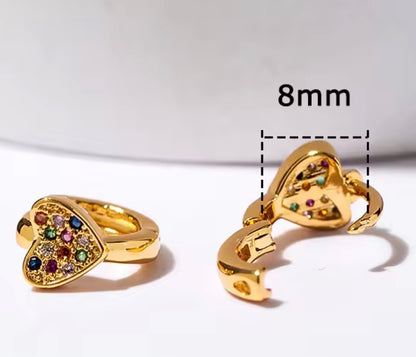 Tiny Heart Huggie Earrings – Gold & Silver