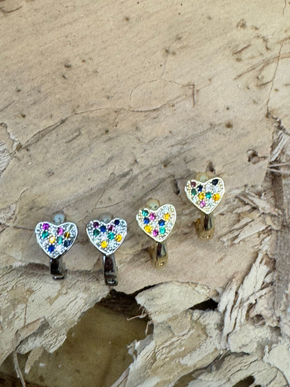 Tiny Heart Huggie Earrings – Gold & Silver