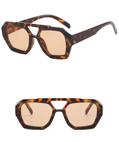 Retro Oversized Double Bridge Sunglasses – UV400 Sun Protection