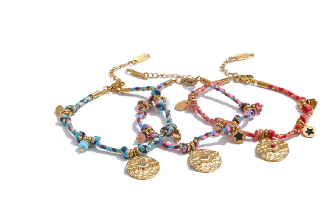 Handmade Colourful Rope boho chic charm Bracelet