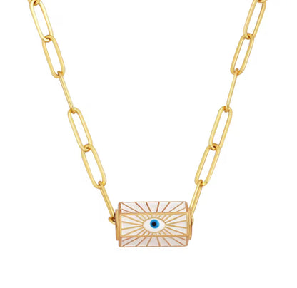 Colourful Evil Eye Enamel Charm Paperclip Chain Necklaces