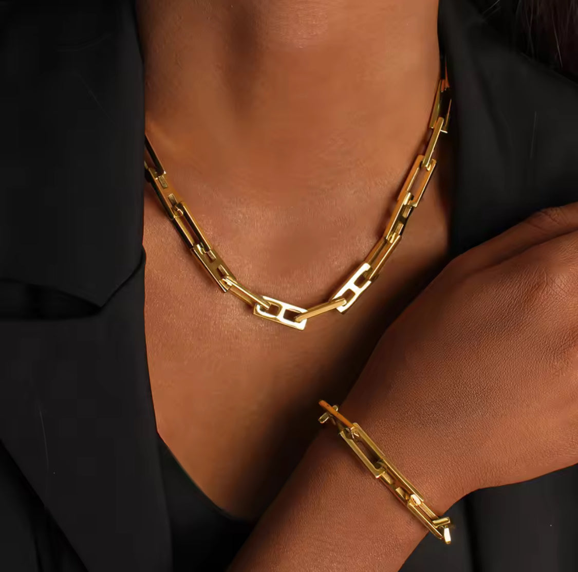 Chunky Link Necklace & Bracelet Set