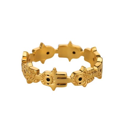 18K Gold-Plated Hamsa Design Ring