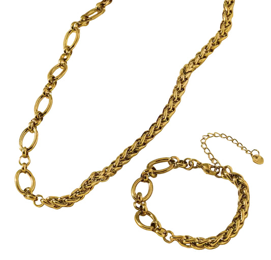 Chunky Combo Link Necklace & Bracelet Set