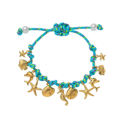 Beach Inspired Handmade Colourful Braided Ocean Charm Bracelet
