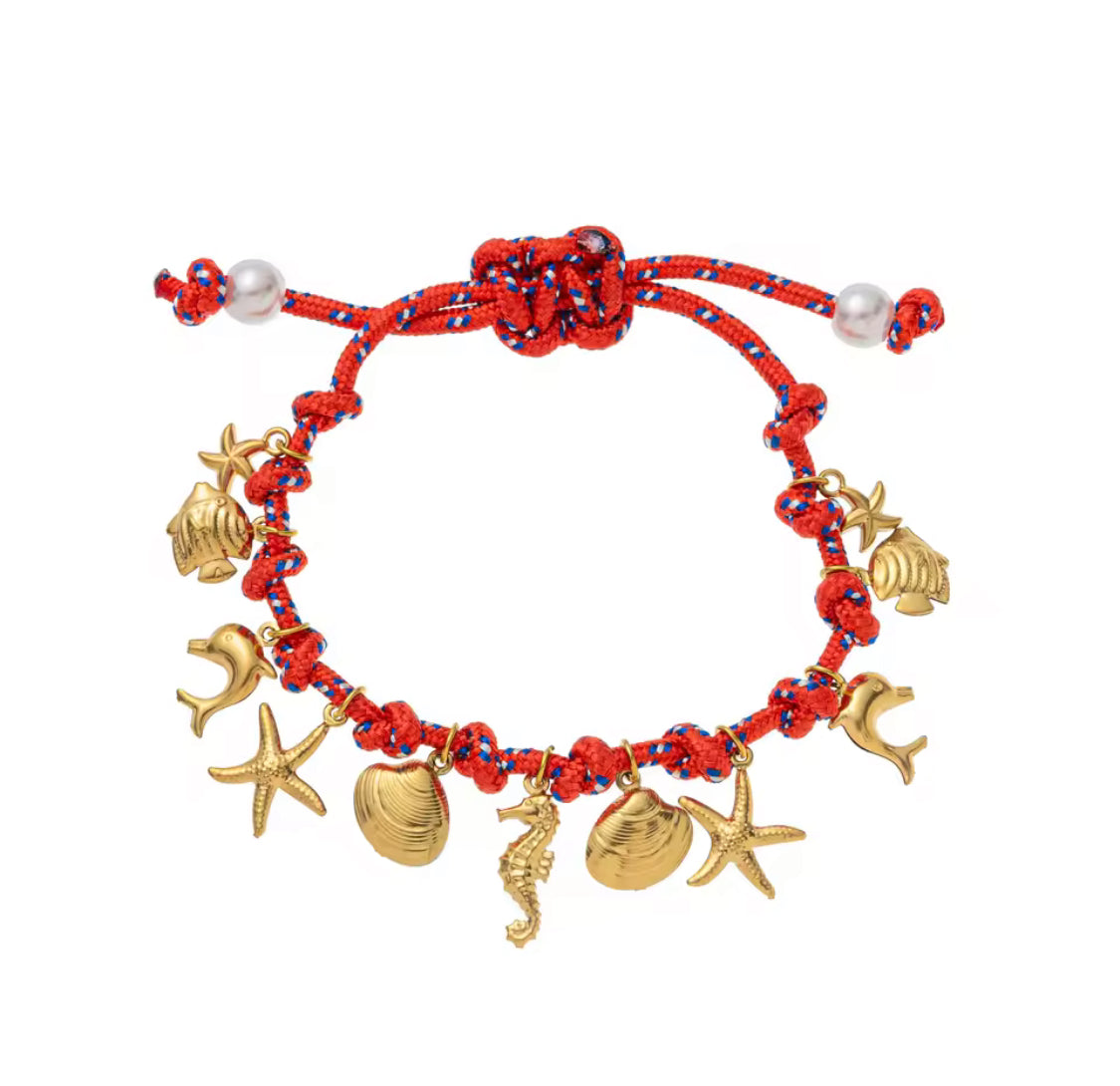 Beach Inspired Handmade Colourful Braided Ocean Charm Bracelet