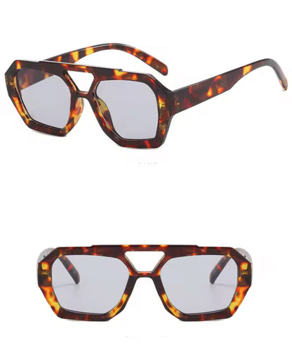 Retro Oversized Double Bridge Sunglasses – UV400 Sun Protection