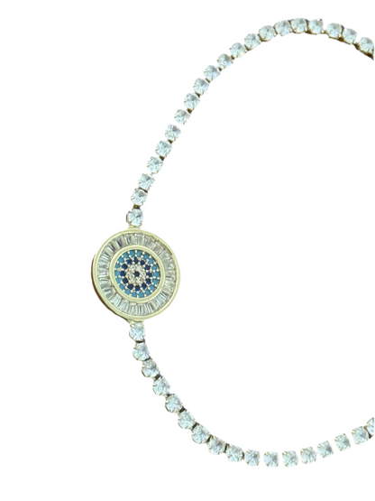 Gold Plated Evil Eye Diamante Bracelet