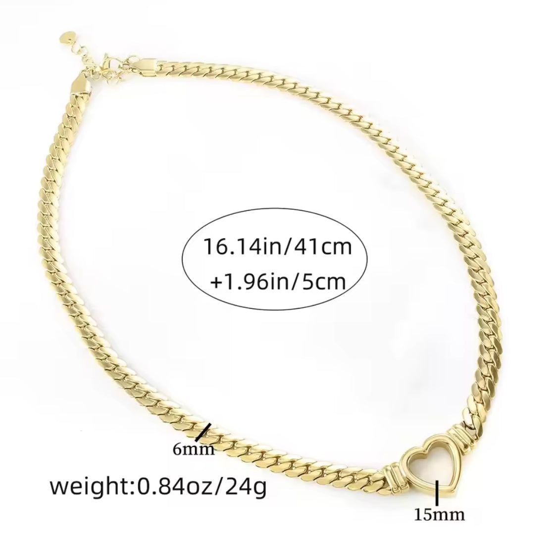 Chunky Heart Link Necklace