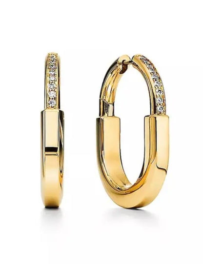 Oval Crystal Pave Hoop Earrings