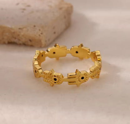 18K Gold-Plated Hamsa Design Ring