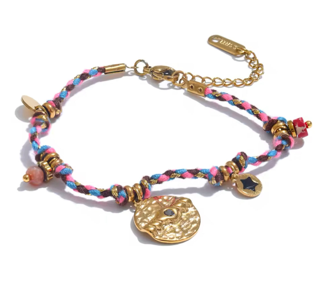 Handmade Colourful Rope boho chic charm Bracelet
