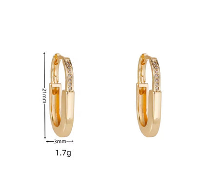 Oval Crystal Pave Hoop Earrings