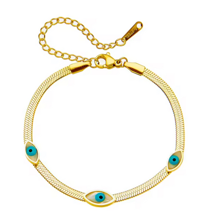 Enamel Evil Eyes with Herringbone design bracelets - 2 designs