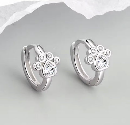 Tiny Paw Print Huggie Earrings – Gold & Silver