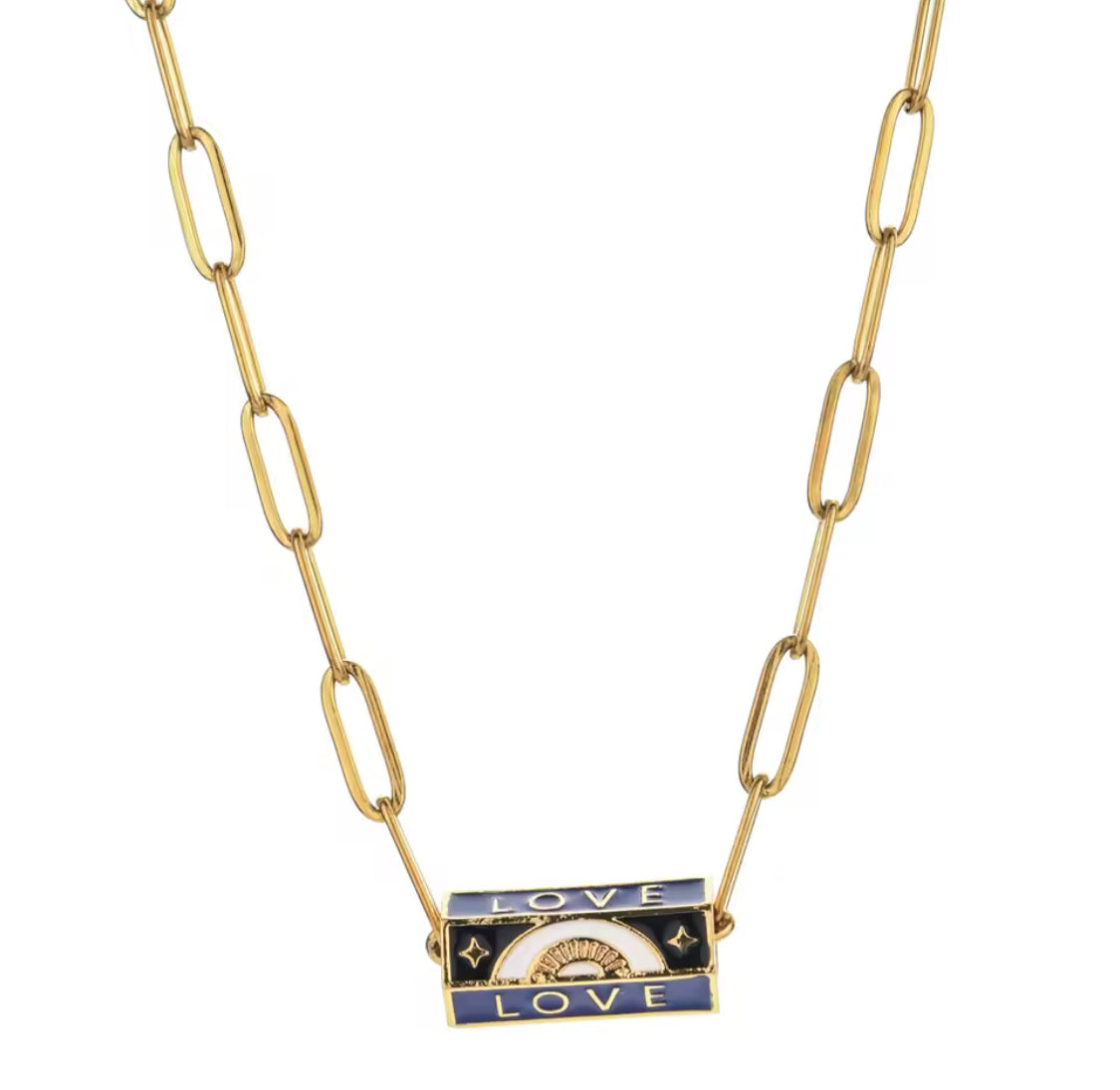 Colourful Evil Eye Enamel Charm Paperclip Chain Necklaces