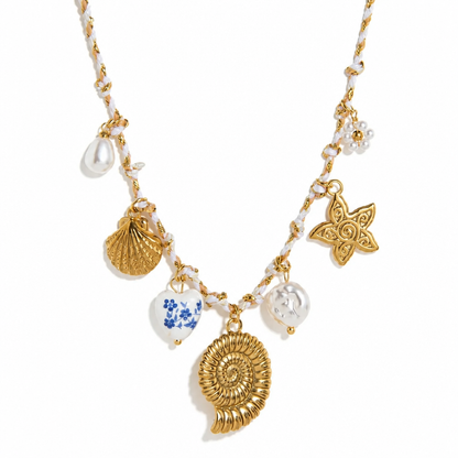 Handmade Rope Charm Necklace, Evil Eye, Hamsa, Heart & Summer Charms | Adjustable, Tarnish-Free