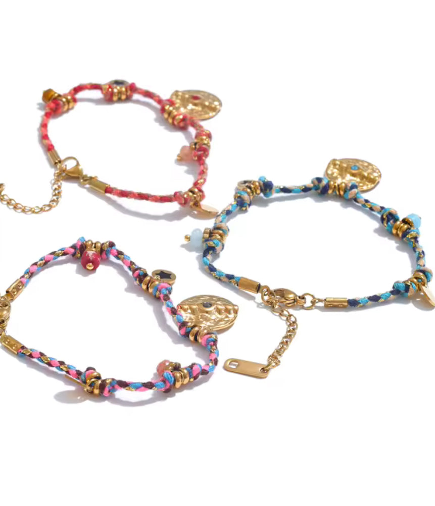 Handmade Colourful Rope boho chic charm Bracelet