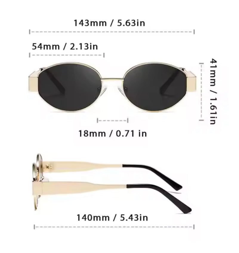 Chic Metal Oval Sunglasses – UV400 Sun Protection