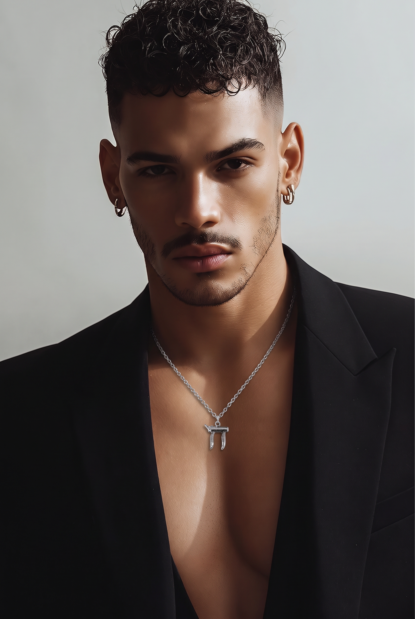 Men’s Chai Pendant Necklace | Modern Silver Judaica Jewellery | Style-NV