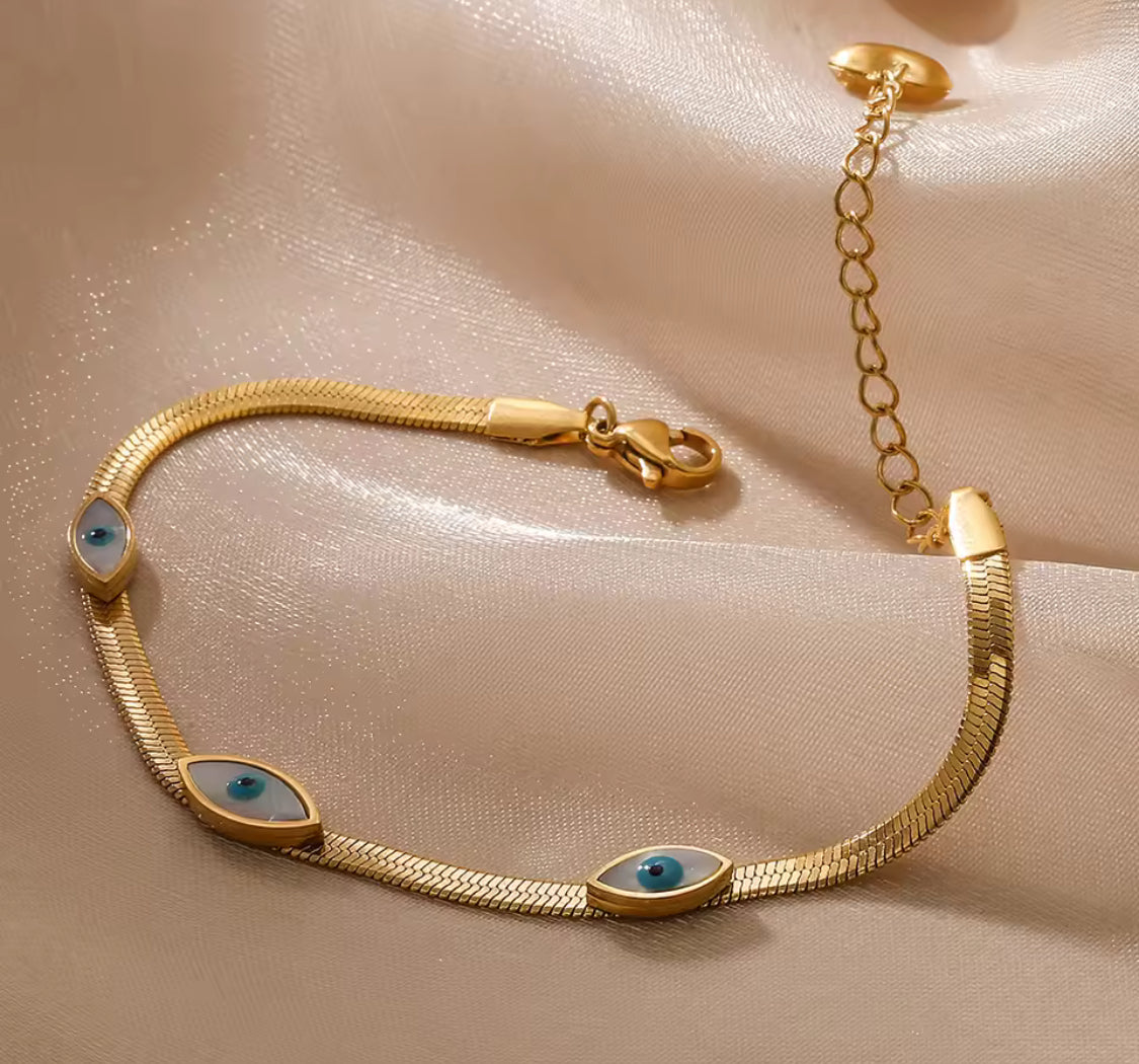 Enamel Evil Eyes with Herringbone design bracelets - 2 designs