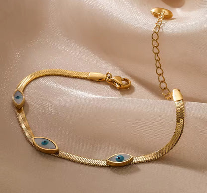 Enamel Evil Eyes with Herringbone design bracelets - 2 designs