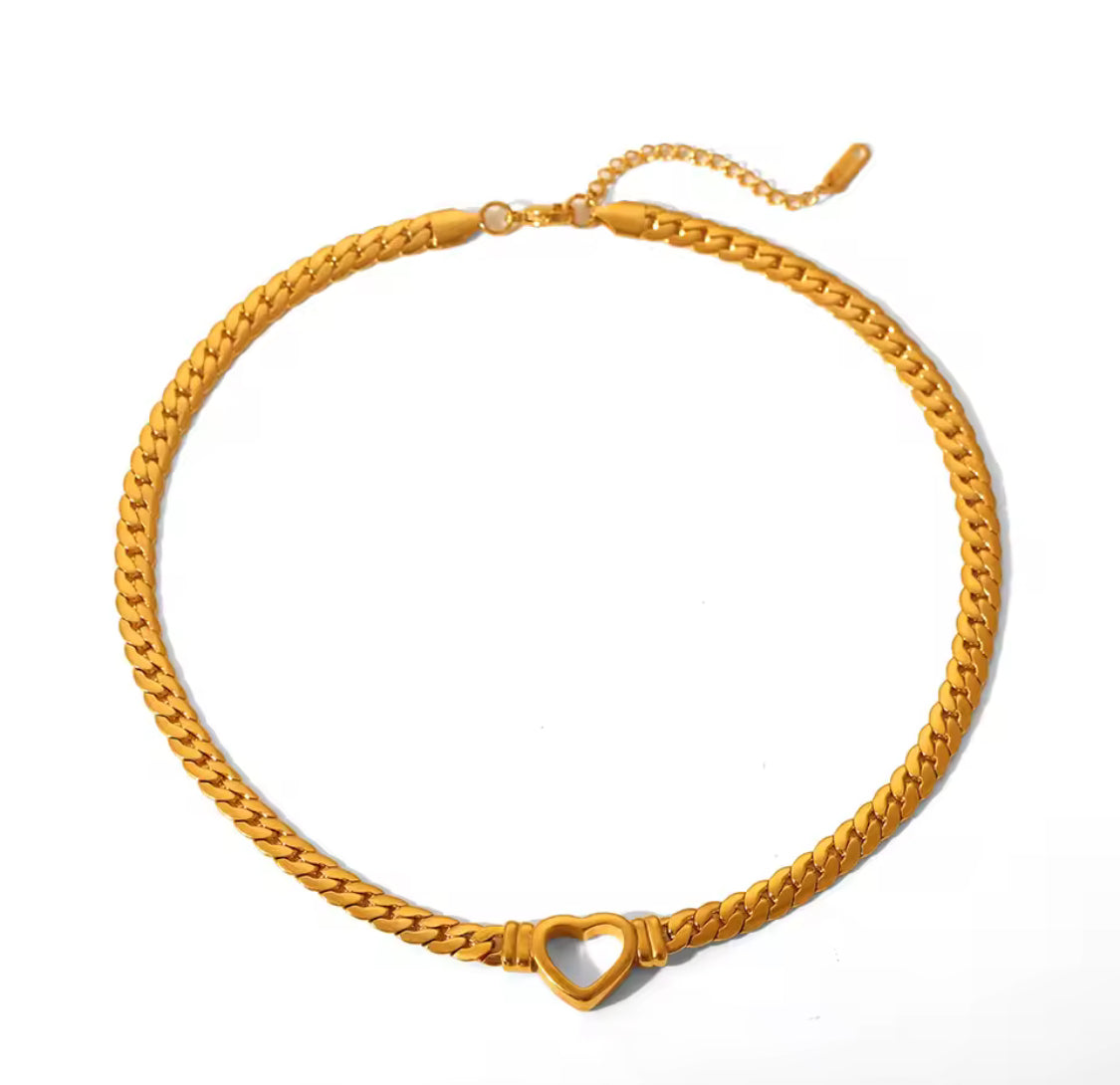 Chunky Heart Link Necklace