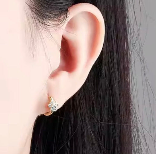 Tiny Paw Print Huggie Earrings – Gold & Silver